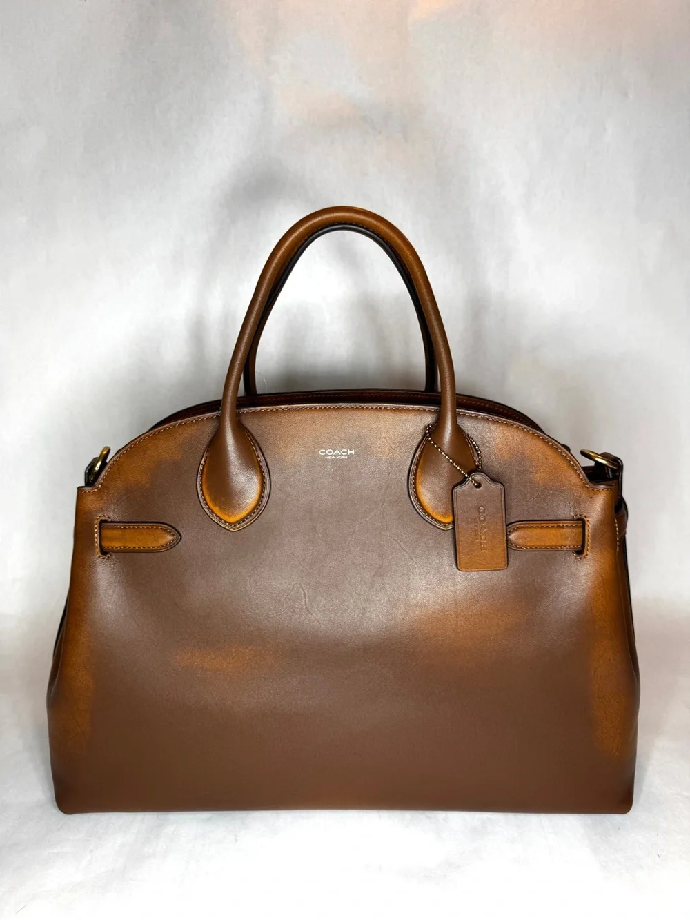Coach Soft Empire 40 Satchel – Loved Leather Brown | NWT | Complete Set